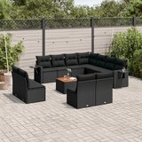 Maison Chic Seti vrtnega pohištva - Vrtna garnitura - Vrtni pohištvo set 12-delna z blazinami črn poli ratan, (21810196) | Shoptok.si