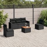 Maison Chic Seti vrtnega pohištva - Vrtna garnitura - Vrtni pohištvo set 6-delna z blazinami črna poli ratan, (21803918) | Shoptok.si
