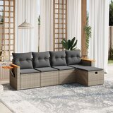 Maison Chic Seti vrtnega pohištva - Vrtna garnitura - Vrtni pohištvo set 5-delna z blazinami siv poli ratan, (21814174) | Shoptok.si