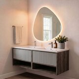 Skye_Decor Set kupatilskog ormarića sa umivaonikom i ogledalom, 2 dela, Braon Cene