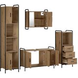  Set ormarića za kupaonicu 4 kom. Hrast artisan 40 x 36 x 181 cm - Hrast artisan Ormar ispod sudopera (3 vrata) + viseći ormar + | shoptok.hr