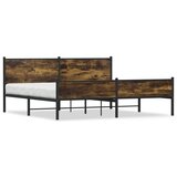 Maison Chic Kovinski Posteljni okvir - Dvoposteljna postelja - Zakonska postelja brez vzmetnice dimljen hrast 193x203cm, (21693563) | Shoptok.si