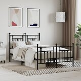 Maison Chic Kovinski Posteljni okvir - Dvoposteljna postelja - Zakonska postelja z vzglavjem in vznožjem črn 120x200 cm, (21695698) | Shoptok.si