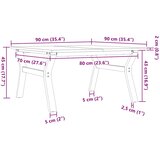  Stolić za kavu Y-oblika 90x90x45 cm borovina i čelik | shoptok.hr