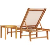  Ležaljka za sunčanje sa stolićem krem od bagrema i tekstilena | shoptok.hr