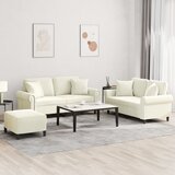  3-dijelni set sofa s jastucima krem baršunasti | shoptok.hr