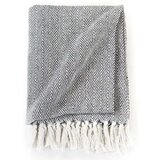vidaXL Pamučni pokrivač s uzorkom riblje kosti 220x250 cm mornarsko plavi | shoptok.hr
