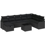vidaXL Vrtna sedežna garnitura z blazino 9 pcs Črna Poly ratan, (5000153406) | Shoptok.si