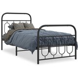 vidaXL Metalni okvir kreveta uzglavlje i podnožje crni 90 x 200 cm Cijene