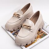 Resti Light beige women's lacquered half shoes with chain Ginevra - Footwear | shoptok.hr