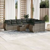 vidaXL 10-dijelni set vrtnih sofa od poliratana s jastucima sivi | shoptok.hr