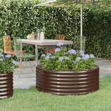 vidaXL visoka greda iz prašno premazanega jekla 100x100x36 cm rjava | Shoptok.si