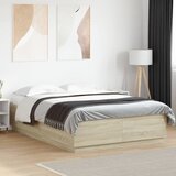 Maison Chic Posteljni okvir - Dvoposteljna postelja - Zakonska postelja sonoma hrast 140x200 cm inženirski les-J15380, (21763562) | Shoptok.si