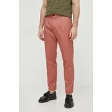 Sisley Bombažne hlače roza barva