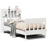 vidaXL Posteljni okvir brez vzmetnice bel 90x200 cm trdna borovina | Shoptok.si