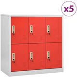 vidaXL Omara s ključavnico 5 kosov siva in rdeča 90x45x92,5 cm jeklo | Shoptok.si