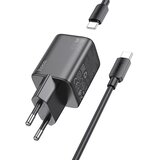 hoco. zidni punjač Type C + kabel Type C na Type C QC PD 20W N40 crni | shoptok.hr