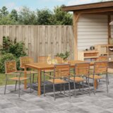  Jedilna garnitura za vrt 9 pcs Siva 200 x 100 x 74 cm | Shoptok.si