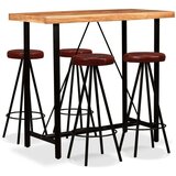 In 5-dijelni barski set od masivnog bagremovog drva i prave kože Cijene