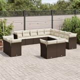 vidaXL 13-dijelni set vrtnih sofa s jastucima smeđi od poliratana Cijene