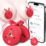 SuperLove 3 Motors Vibrating Silicone Nipple Clamps with Remote & App Red u