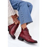 Boto Low insulated ankle boots with zipper and decoration burgundy Nevalia | Shoptok.si