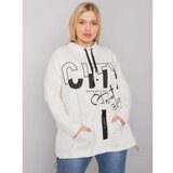 Fashion Hunters Ecru plus size sweatshirt with print and pockets Cene