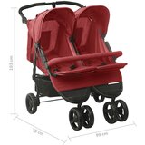  Otroški voziček za dvojčke rdeč jeklen | Shoptok.si
