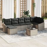 vidaXL 7-delni vrtni kavč set z blazinami Črn Poly Rattan Cene
