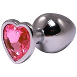  srednji metalni analni dildo srce sa rozim dijamantom Cene