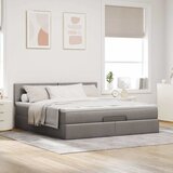  Otomanski krevet s madracem i LED smeđesivi 160x200cm tkanine | shoptok.hr