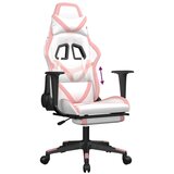  Gaming stol z oporo za noge belo in roza umetno usnje, (21152292) | Shoptok.si