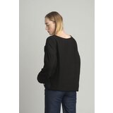 FASHION Black oversize blouse with a decorative flower | Eponuda.com