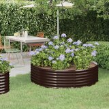 vidaXL Vrtna sadilica od čelika obloženog prahom 140x140x36 cm smeđa | shoptok.hr