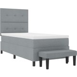 Box Spring Krevet s Madracem i Klupom Svijetlosivi 90x200 cm Tkanina | shoptok.hr