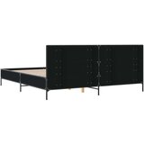 Posteljni okvir črn 200x200 cm inženirski les in kovina | Shoptok.si