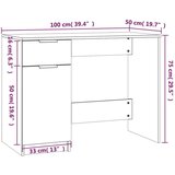  Pisalna miza bela 100x50x75 cm konstruiran les, (21073369) | Shoptok.si