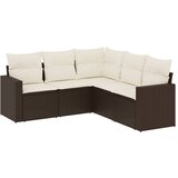  5-dijelni set vrtnih sofa s jastucima poliratan smeđi | shoptok.hr