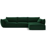Mazzini Sofas Temno zelena žametna kotna sedežna garnitura z ležalnikom (desni kot) Vanda – Cene