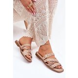 Boto Embellished women sandals on flat heel with straps and buckle beige Manitte | ePonuda.com