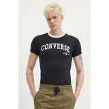 Converse Bombažna kratka majica črna barva, 10026365-A02