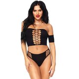 Opaque Crop Top And Thong Black O/S LEGAV07591 Cene