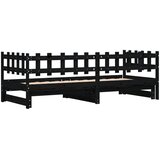  Dnevni ležaj na izvlačenje crni 2x (80x200) cm masivna borovina | shoptok.hr