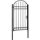  Vrata za ogradu ASSEN s lučnim vrhom čelik 102x200 cm crna | shoptok.hr