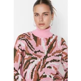 Trendyol Pink Patterned Knitwear Sweater