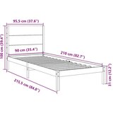  Daljši posteljni okvir brez vzmetnice 90x210 cm trden les | Shoptok.si
