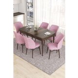 Hanah home Eva - Baroque, Pink BaroquePink Extendable Dining Table & Chairs Set (7 Pieces) | ePonuda.com