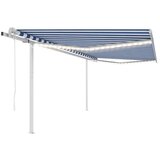 vidaXL avtomatska tenda led + senzor 4,5x3 m modra in bela | Shoptok.si