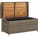  Klupa za pohranu siva 100x50x52 cm poliratan i bagremovo drvo | shoptok.hr