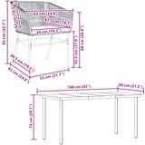  7-dijelni vrtni blagovaonski set s jastucima poliratan i staklo Siva 160 x 80 x 74 cm | shoptok.hr